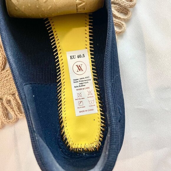 Vivaia Margot Square Toe V Cut Flats Blue Knit Slip On Shoes Navy Blue EU 40.5 - Picture 7 of 8